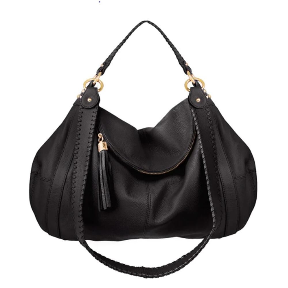 Onna Ehrlich Rachel Shoulder Bag Women's Black Pebbled Leather Large MSRP $650